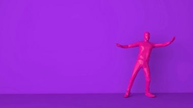 Asgari dansçı renkli döngü animasyonu. 3B Hazırlama