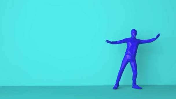 Мінімальна танцююча людина барвиста циклічна анімація. 3D рендерингу — стокове відео