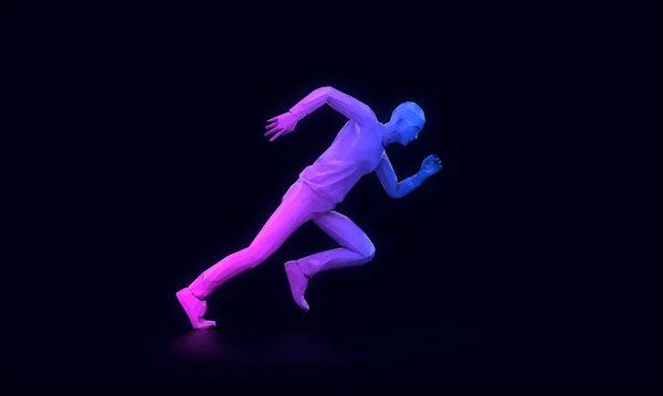 Abstraktes geometrisches Sprintrennen Running Man 3D Rendering — Stockfoto
