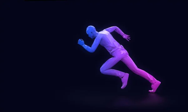 Astratto geometrico sprint esecuzione uomo rendering 3D — Foto Stock