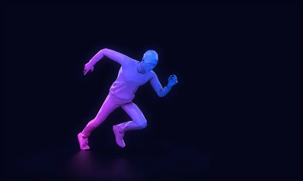 기하학적 단거리달리기 남자 3D 렌더링을 추상화하라 — 스톡 사진