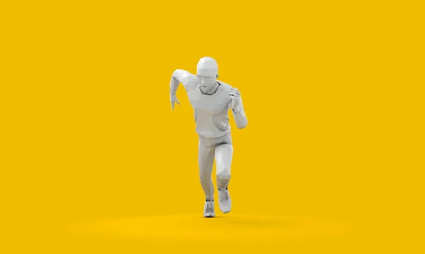 Абстрактний геометричний спринт біжить людина 3D рендеринг — стокове фото
