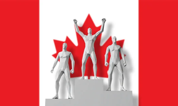 カナダの優勝者が表彰台に立ちました。3Dレンダリング — ストック写真