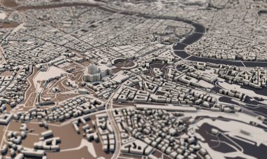 Roma, İtalya şehir haritası 3D görüntüleme. Hava uydu görüntüsü.