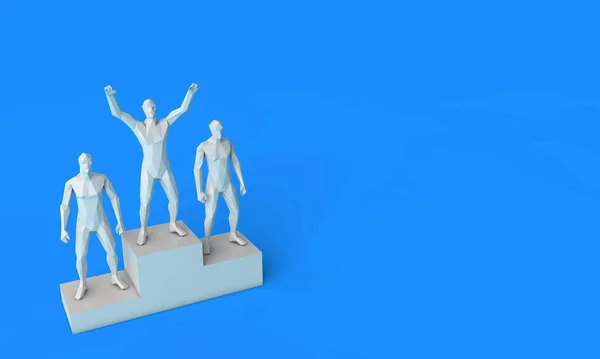 People celebrating success on a winners podium. 3D Rendering — Stock Photo, Image