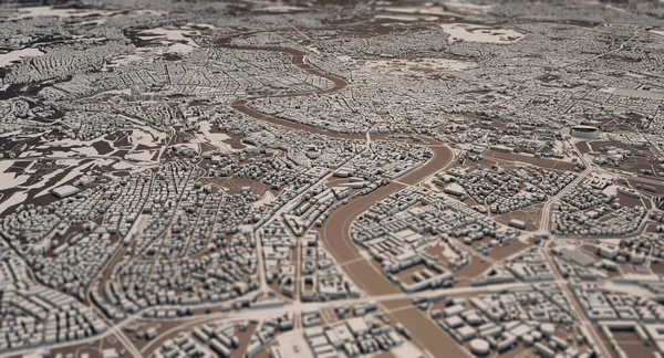 Roma, Italia mapa de la ciudad 3D Rendering. Vista aérea por satélite . —  Fotos de Stock