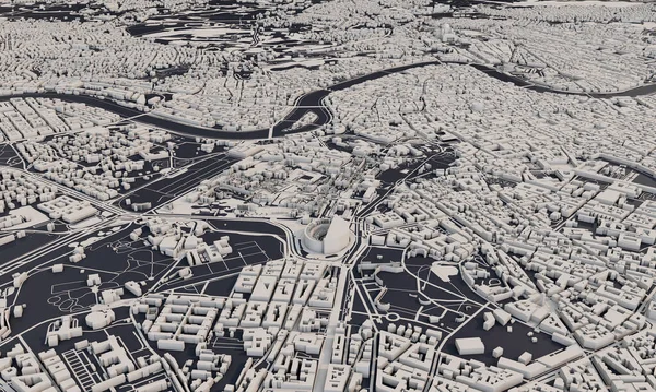 Rome, Italie carte de la ville 3D Rendu. Vue aérienne par satellite . — Photo