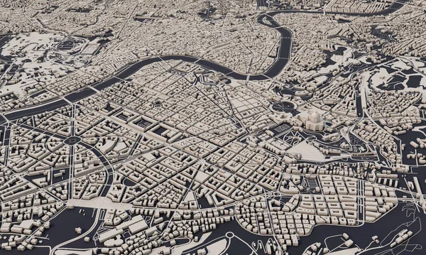 Roma, Italia mapa de la ciudad 3D Rendering. Vista aérea por satélite . — Foto de Stock