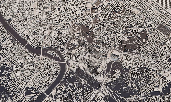 Rome, Italy city map 3D Rendering. Aerial satellite view. — Stock Photo, Image