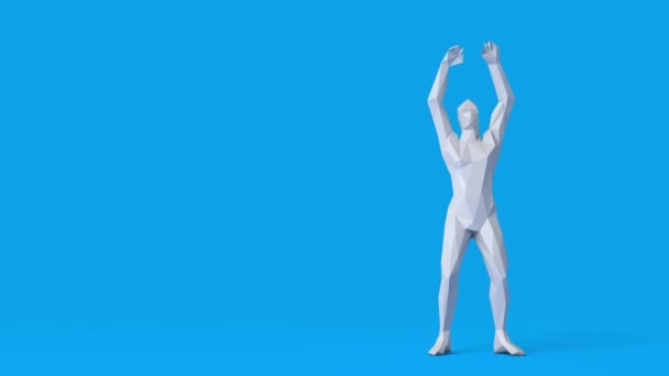 Un personnage lève les bras pour célébrer la victoire. design minimal, rendu 3D — Video