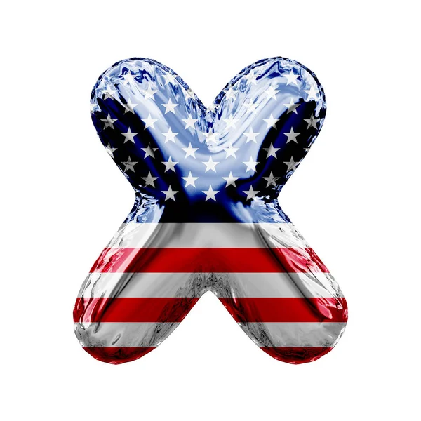 Brev X stjärnor och ränder United States folie ballong typsnitt. 3D-Render — Stockfoto
