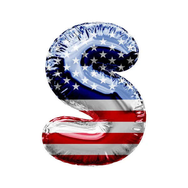 Letter S sterren en strepen Verenigde Staten folie ballon lettertype. 3D Render — Stockfoto