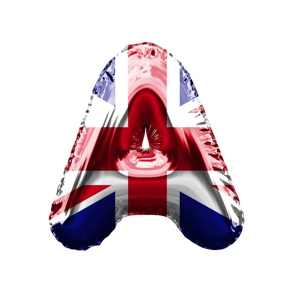 Літера Юніон Джек Велика Британія прапор фольги повітряна куля шрифт. 3D рендеринг — стокове фото
