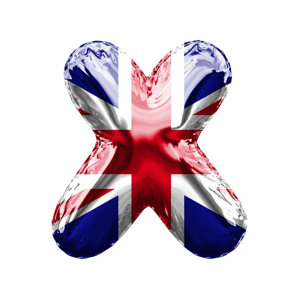 Γράμμα X ένωση γρύλο μεγάλη βρετανική σημαία φύλλο γραμματοσειρά μπαλόνι. 3D αποτύπωση — Φωτογραφία Αρχείου