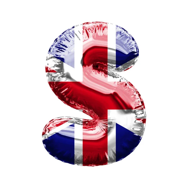 Лист S union jack great britain flag foil ballon font. 3D Render — стокове фото