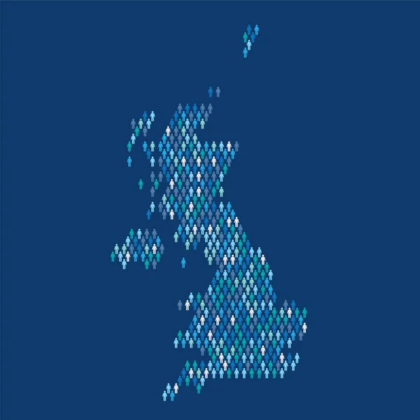 Infografika ludności Zjednoczonego Królestwa. Mapa wykonana z patyka ludzi figury — Wektor stockowy