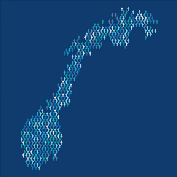 Infográfico da população da Noruega. Mapa feito de vara figura pessoas —  Vetores de Stock