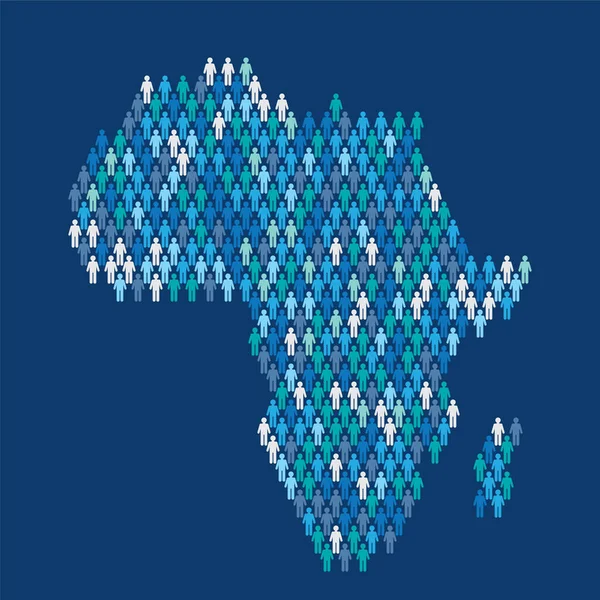 アフリカの人口のインフォグラフィック。棒人々から作られた地図 — ストックベクタ