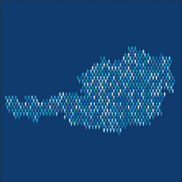 Áustria população infográfico. Mapa feito de vara figura pessoas — Vetor de Stock