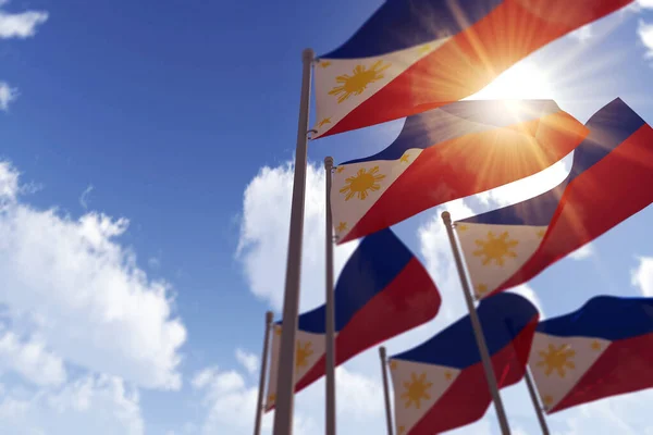 Philippines drapeaux agitant dans le vent contre un ciel bleu. Rendu 3D — Photo