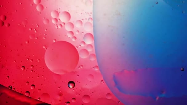 Macro olio creativo colorato astratto e fondo acqua con bolle . — Video Stock