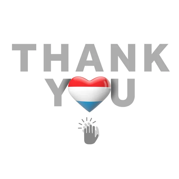 Mensagem de agradecimento com coração de bandeira do Luxemburgo. Renderização 3D — Fotografia de Stock
