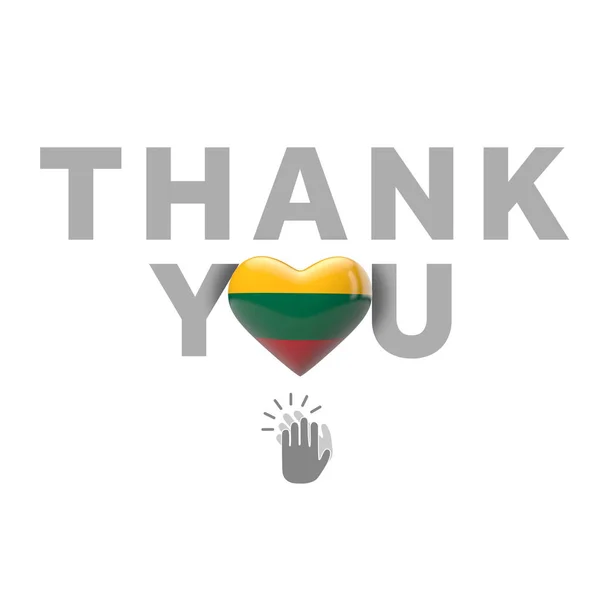 Mensaje de agradecimiento con corazón bandera de Lituania. Renderizado 3D —  Fotos de Stock