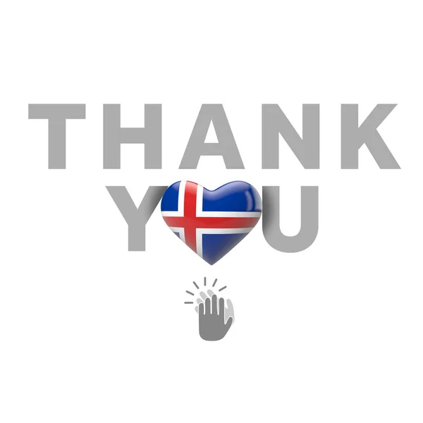 Message de remerciement avec coeur drapeau d'Islande. Expéditeur 3D — Photo