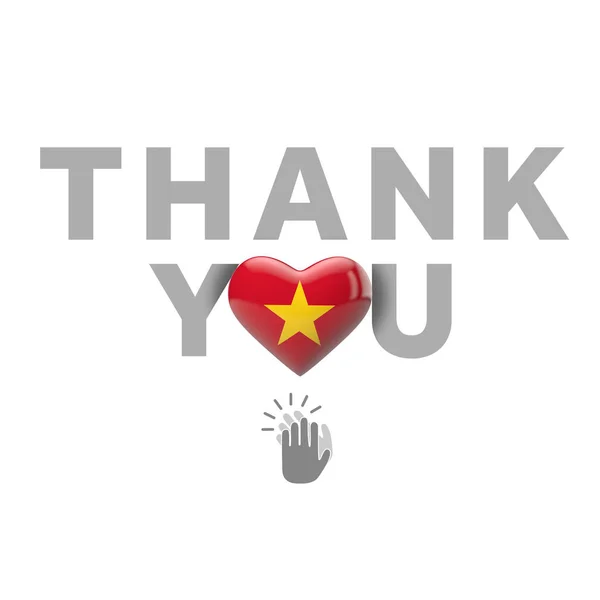 Спасибо сообщение с сердцем флага Вьетнама. 3D Render — стоковое фото