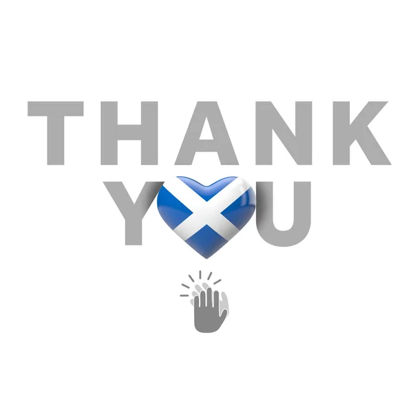 Message de remerciement avec Scotland flag heart. Expéditeur 3D — Photo