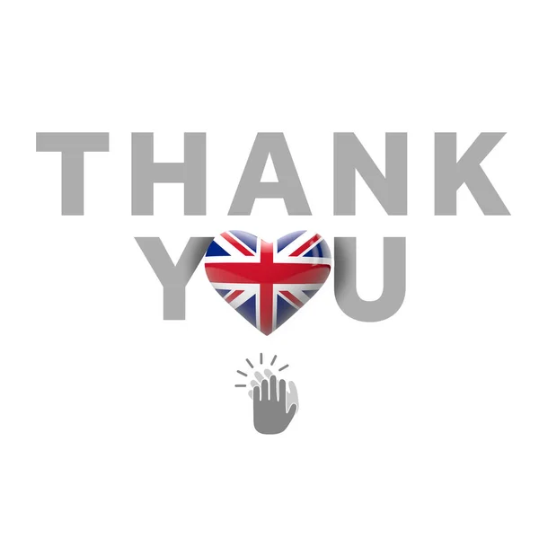 Message de remerciement avec United Kingdom flag heart. Expéditeur 3D — Photo