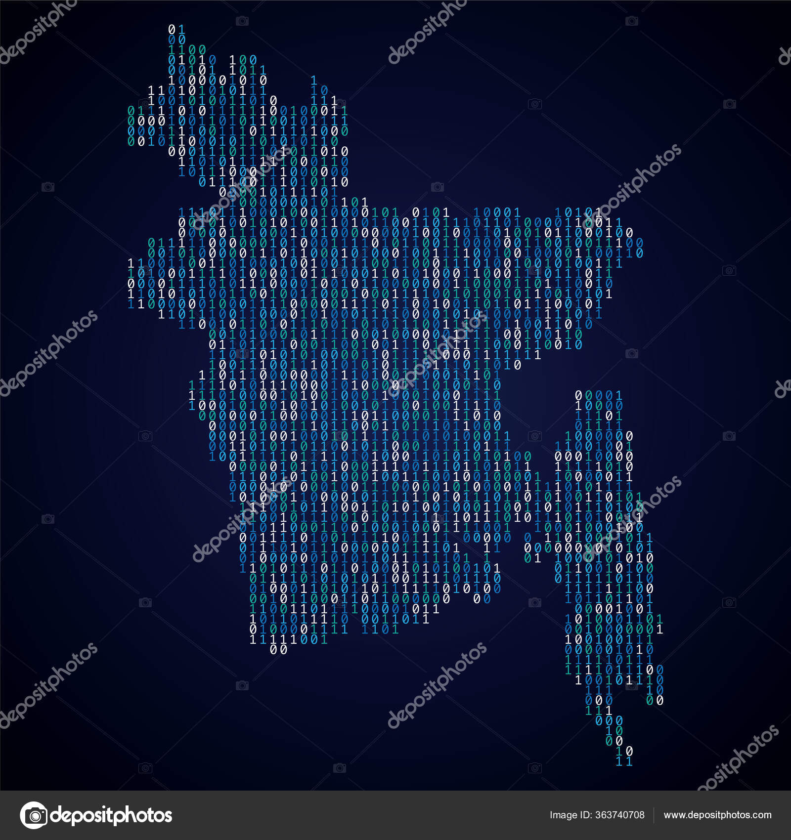 Bangladesh country map made from digital binary code Stock Vector Image ...