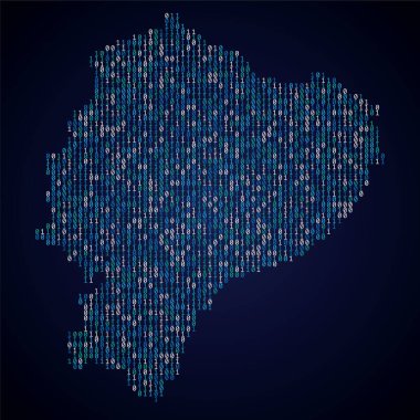 Dijital ikili koddan yapılmış Ekvador ülke haritası