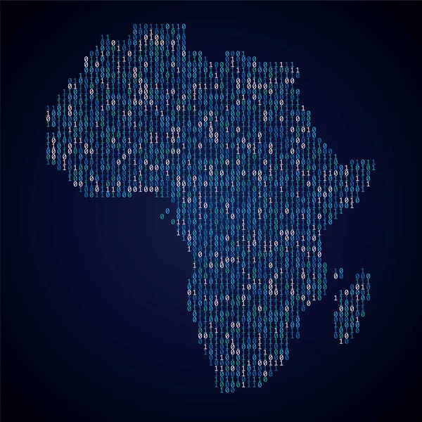 デジタルバイナリコードで作られたアフリカの国地図 — ストックベクタ