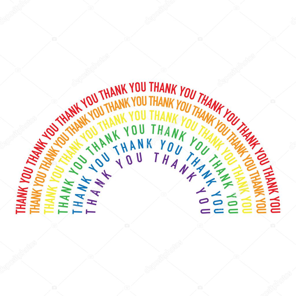 Colourful rainbow made from thank you message