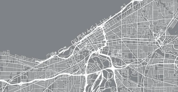 Urban vector mapa města Cleveland, Ohio, Spojené státy americké — Stockový vektor