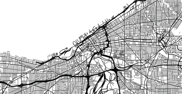 Mapa da cidade vetorial urbana de Cleveland, Ohio, Estados Unidos da América — Vetor de Stock