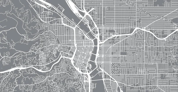 Stedelijke vector stadskaart van Portland, Oregon, Verenigde Staten van Amerika — Stockvector