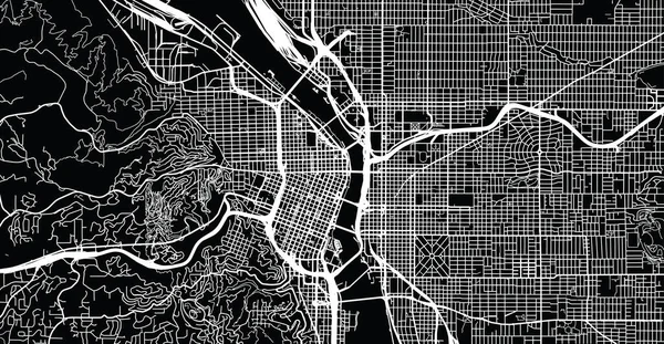 Mapa da cidade vetorial urbana de Portland, Oregon, Estados Unidos da América — Vetor de Stock