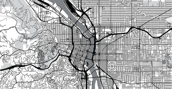 Stedelijke vector stadskaart van Portland, Oregon, Verenigde Staten van Amerika — Stockvector