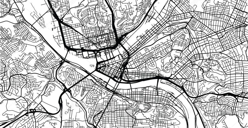 Urban vector city map of Pittsburgh, Pennsylvania, United States of America