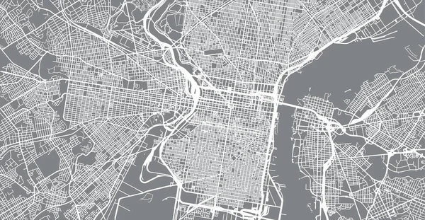 Stadskarta över Philadelphia, Pennsylvania, Förenta staterna — Stock vektor