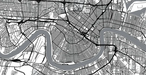 Urban vector city map of New Orleans, Louisiana, United States of America — 스톡 벡터