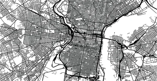 Miejska mapa Filadelfii, Pensylwania, Stany Zjednoczone Ameryki — Wektor stockowy