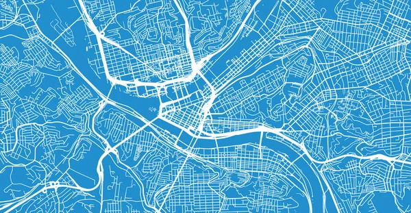 Città vettoriale urbana mappa di Pittsburgh, Pennsylvania, Stati Uniti d'America — Vettoriale Stock