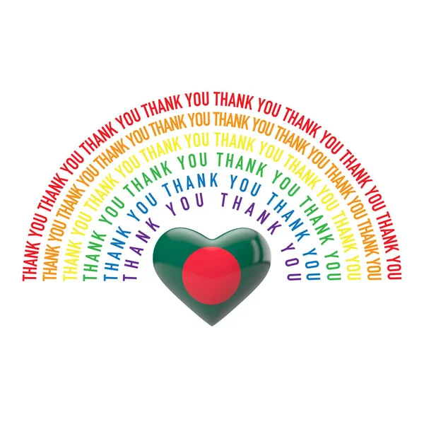Danke Regenbogen mit Bangladesh Flagge Herz. 3D-Rendering — Stockfoto