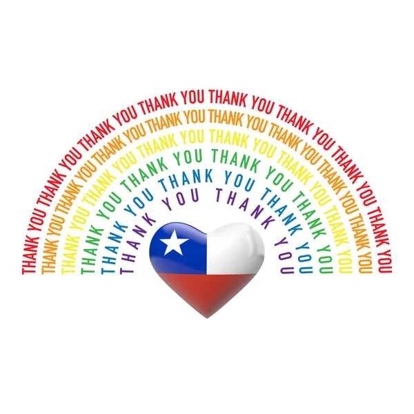 Danke Regenbogen mit Herz aus Chile-Flagge. 3D-Rendering — Stockfoto