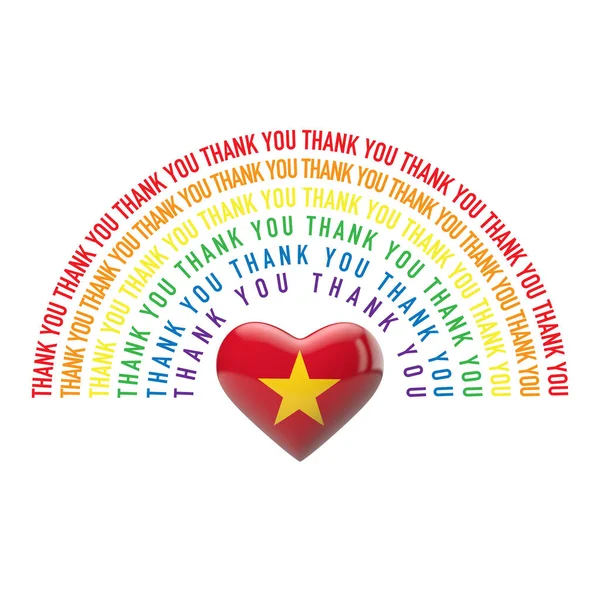 Děkuji vám duha s vietnamskou vlajkou srdce. 3D vykreslování — Stock fotografie