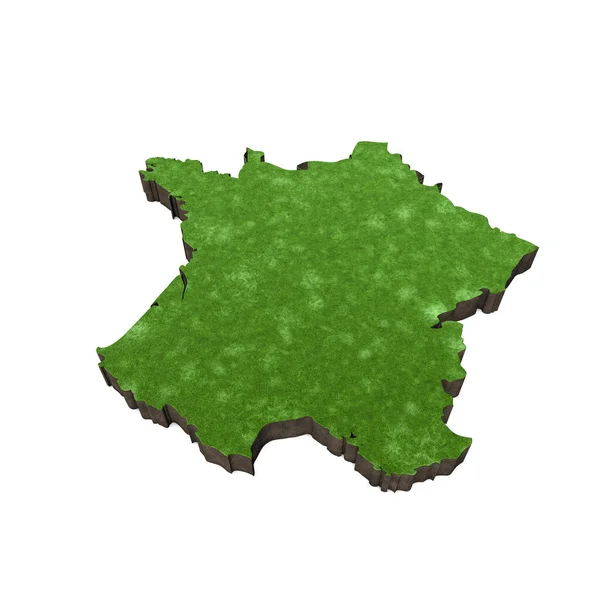 Mapa de Francia con pasto y suelo. Renderizado 3D — Foto de Stock