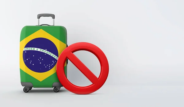 Бразильський прапор без вхідних знаків. Заборона подорожей. 3D Render — стокове фото